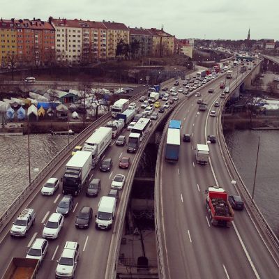 2015-03-26 Essingeleden i Stockholm en helt vanlig vardag.
